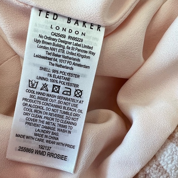 Ted Baker London Rrosiee Palm Tree Ruched Front Sleeveless Ruffle Hem Mini Dress - Picture 14 of 16